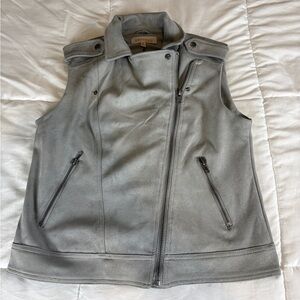 Philosophy Republic Clothing Faux Leather Vest Gray Zip Pockets Women’s Size M
